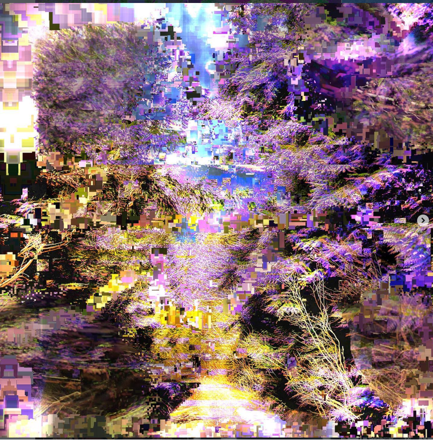 Distorted purple datamoshed mess.