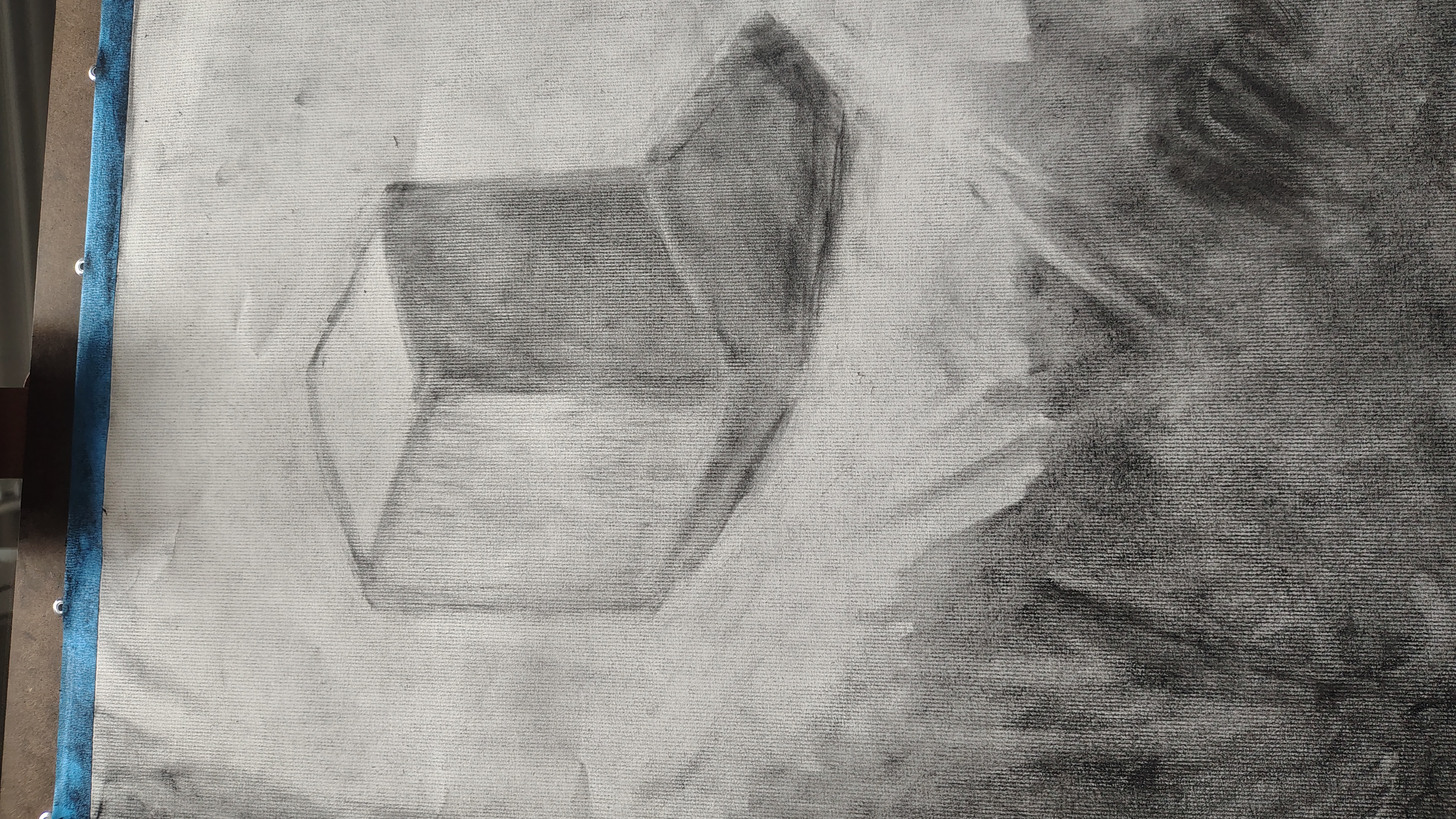 Graphite drawing of a cube