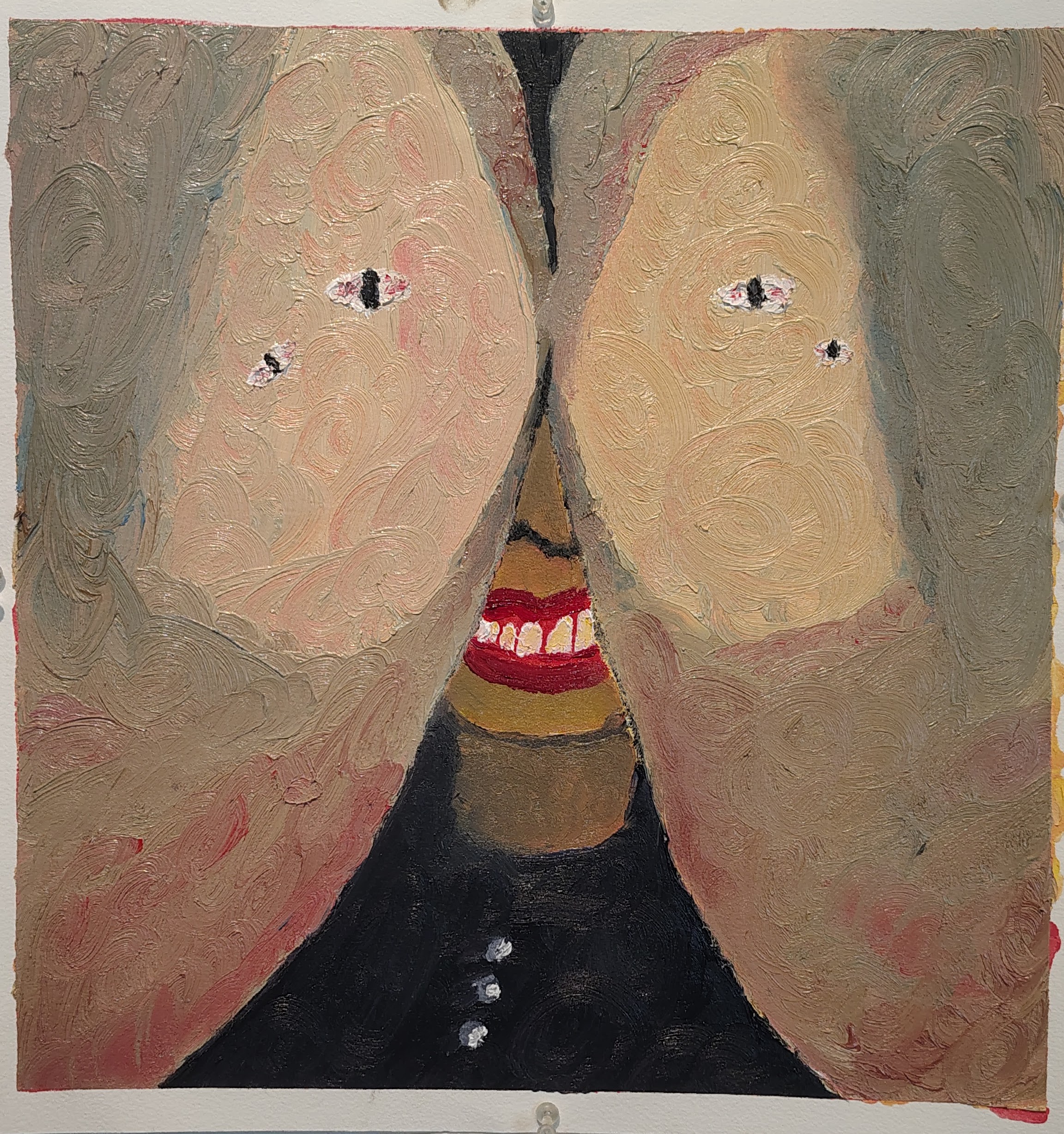 Oil painting of the album art for Death Grips 'Bottomless Pit' record